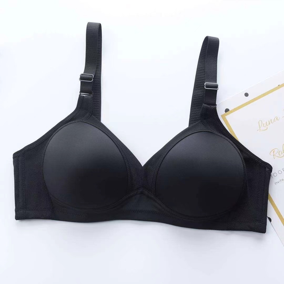 佳姿无钢圈文胸薄b杯棉质内里光面简约透气中老年妈妈内衣大码