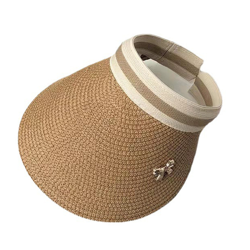 Korean Style Fashion Bowknot Topless Hat Bee Straw Hat Men's and Women's Outdoor Beach Sun Hat Sun Protection Sun Hat