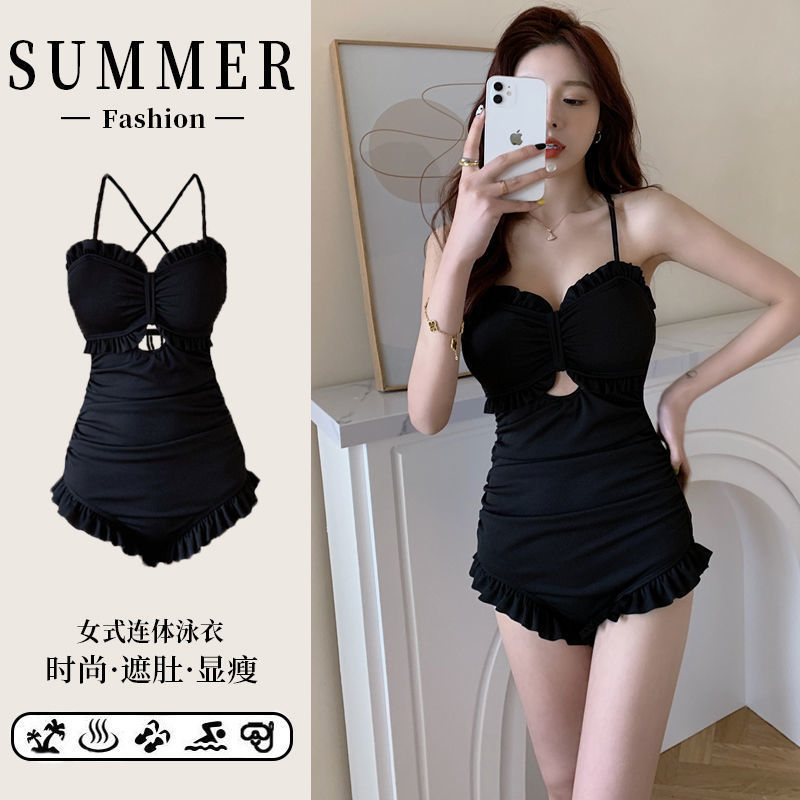 Swimsuit Women's Wholesale 2023 New Korean Ins One Piece Sexy Conservative Cover Belly Thin Fairy Hot Spring Women's Clothing