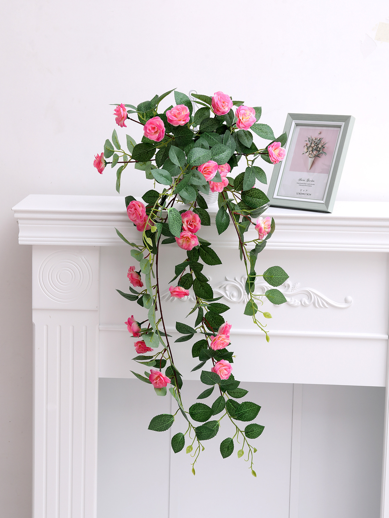 Simulation Rose Wall Hanging Home Wedding Wall Decoration Basket Flower Simulation Plant Flower Vine Fake Flower Strip Wholesale