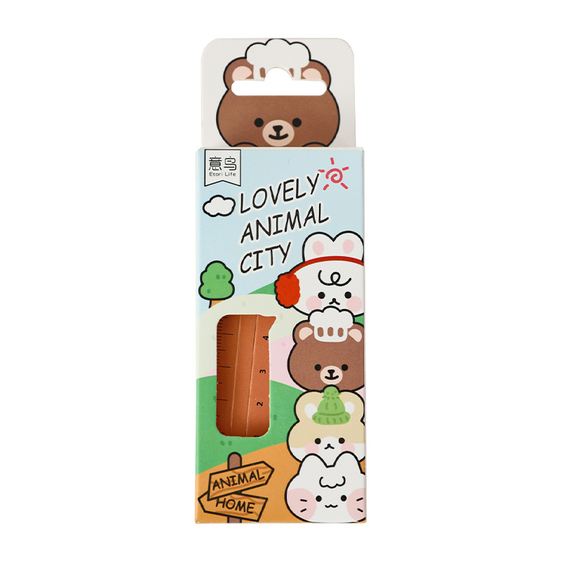 Yi Niao Cute Animal Ruler Bookmark Label Gift Japanese and Korean Artistic Fine Student Stationery with Book Holder Function