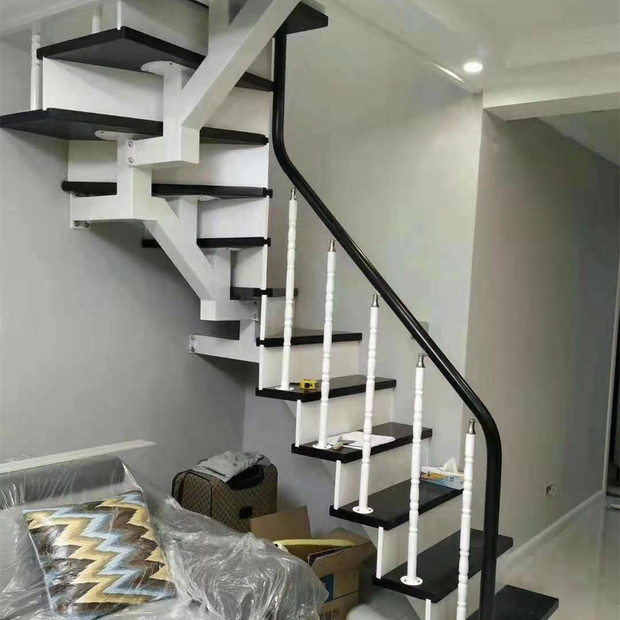 厂家加工定制单梁楼梯复式阁楼钢木楼梯室内室外整梯定制