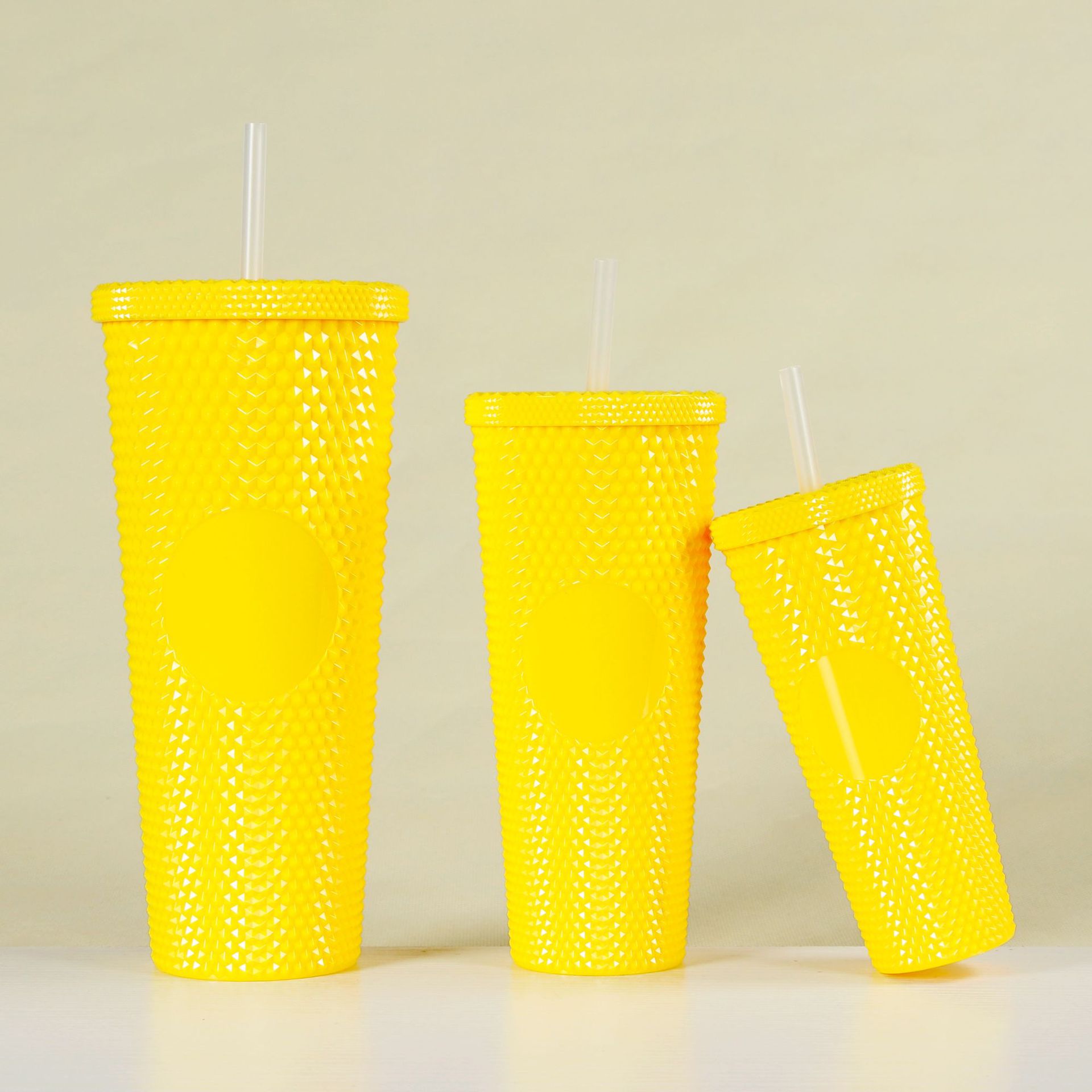 New Plastic Three-Piece Set Pineapple Cup Cup Cup with Straw Creative High-Looking Cute Milk Tea Juice Cup Manufacturer