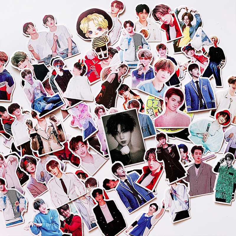 手帐贴纸偶像练习生justin黄明昊签名写真明信片一本装饰diy贴画