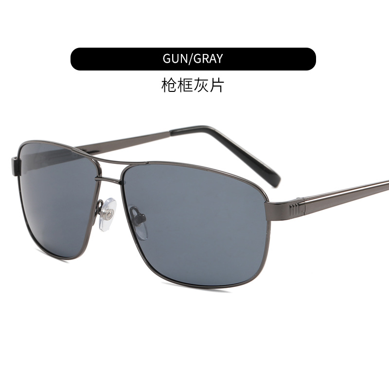 Classic Men's Polarized Sunglasses Vintage Metal Spectacle Frame Sun Glasses Double Nosepiece Sunglasses Driving and Fishing Glasses