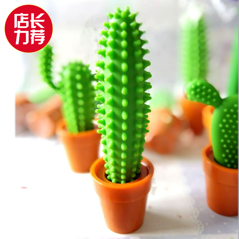 绿色仙人掌圆珠笔植物造型笔盆景笔绿植可爱文具礼品现货