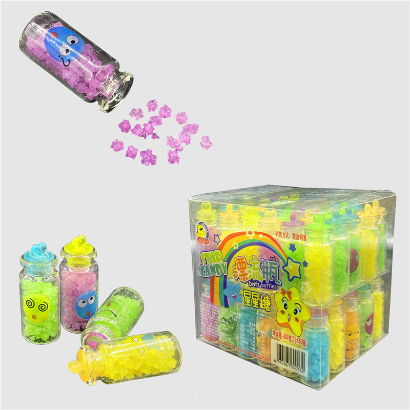 7g嘉百乐透明漂流瓶星星糖许愿瓶混合水果味硬糖果零食送女友礼物