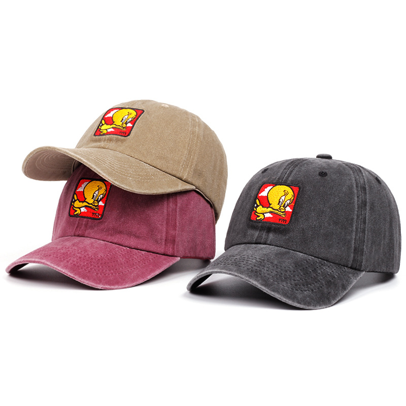 2024 europe and america cross border peaked cap canary cuidi embroidered baseball cap men retro washed distressed sun hat women