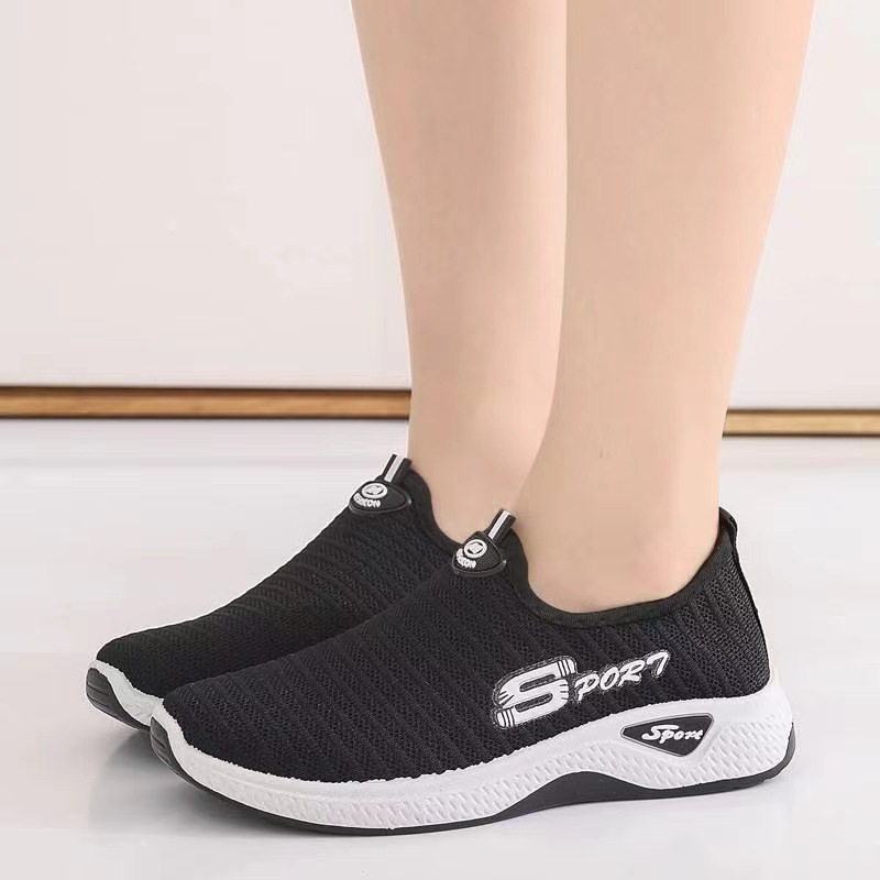 Foreign Trade in Stock Women's Fly-Knit Sneakers New Spring and Autumn Shoes Canvas Shoes Walking Shoes Women's Slip-on Single-Layer Shoes