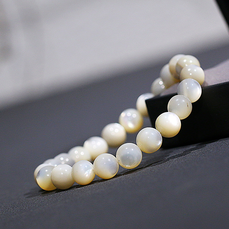 天然珍珠母贝螺钿鱼骨 老型桶珠文玩单圈手链 男女款水晶饰品批发