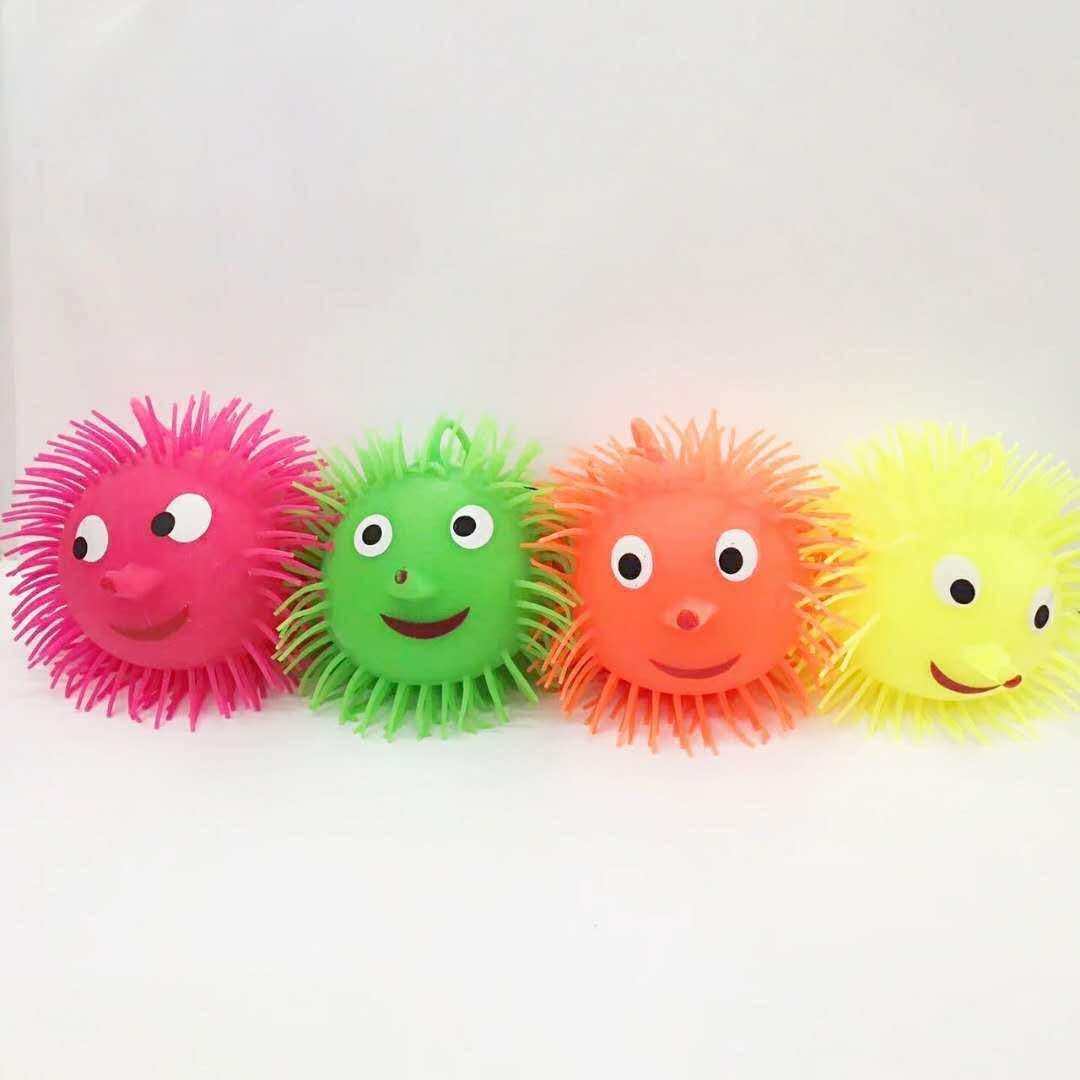七彩闪光发光发泄小刺猬弹力软球儿童可爱毛毛球玩具地摊货源批发