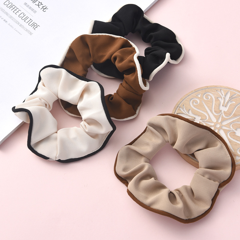 Simple Ins Cotton and Linen Stripes Large Intestine Hair Ring Female Temperament Hair Elastic Band Sense Balls Head Flowers Hair Rope