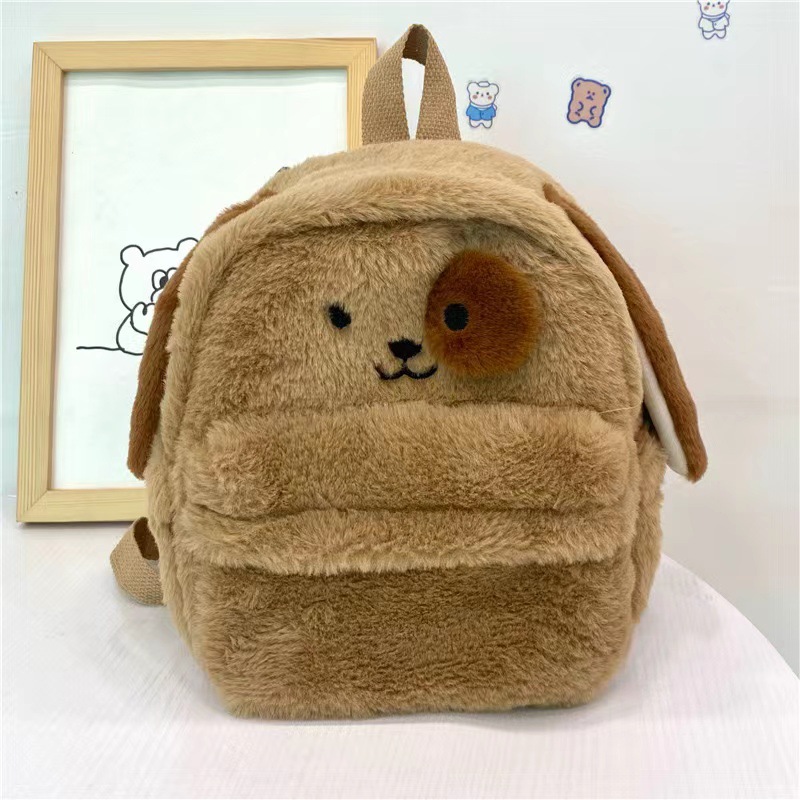 New Puppy Plush Toy Doll Cute Cartoon Soft Cute Backpack Large Capacity Plush Backpack for Women
