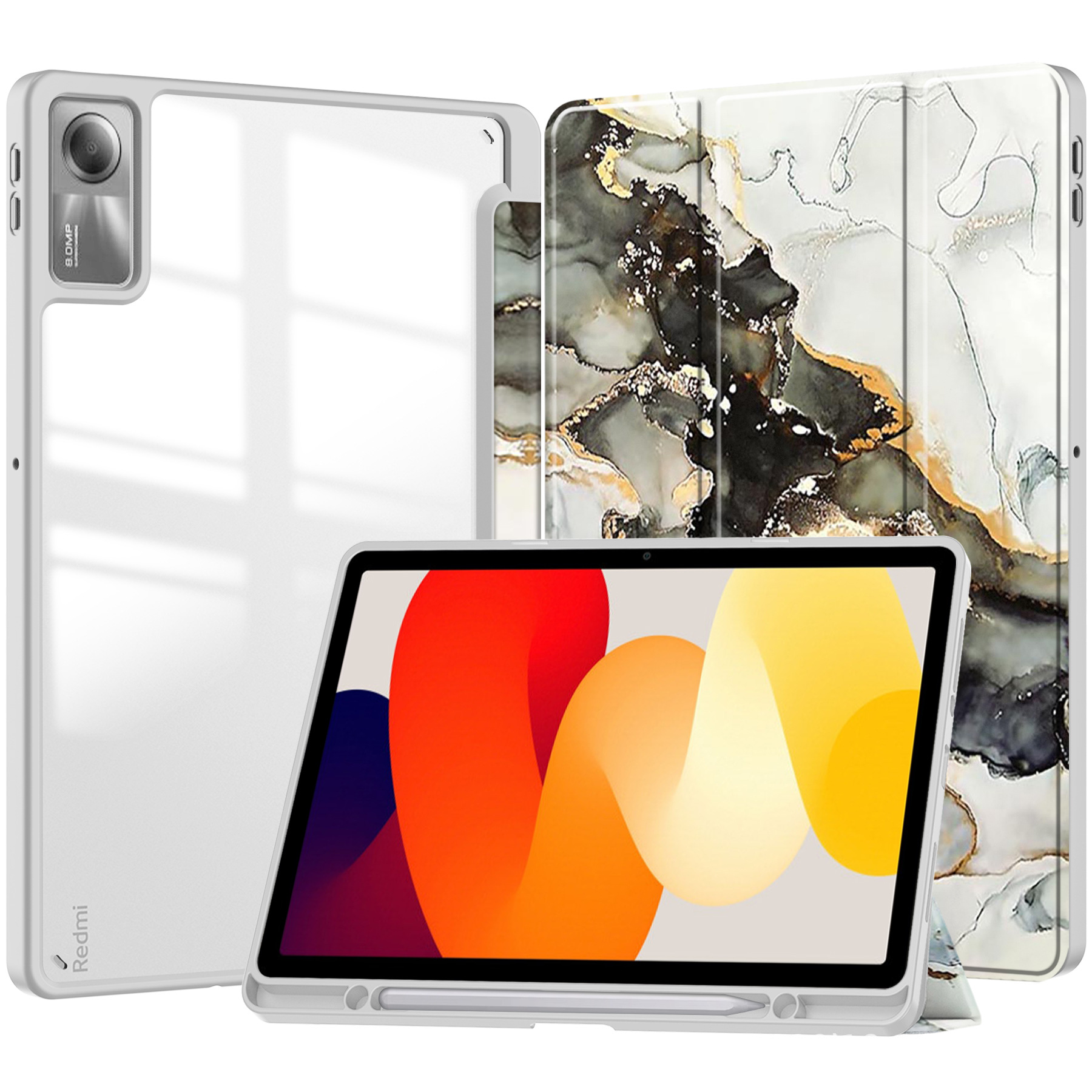 适用小米亚克力redmi pad se三折保护套红米se彩绘平板带笔槽支架