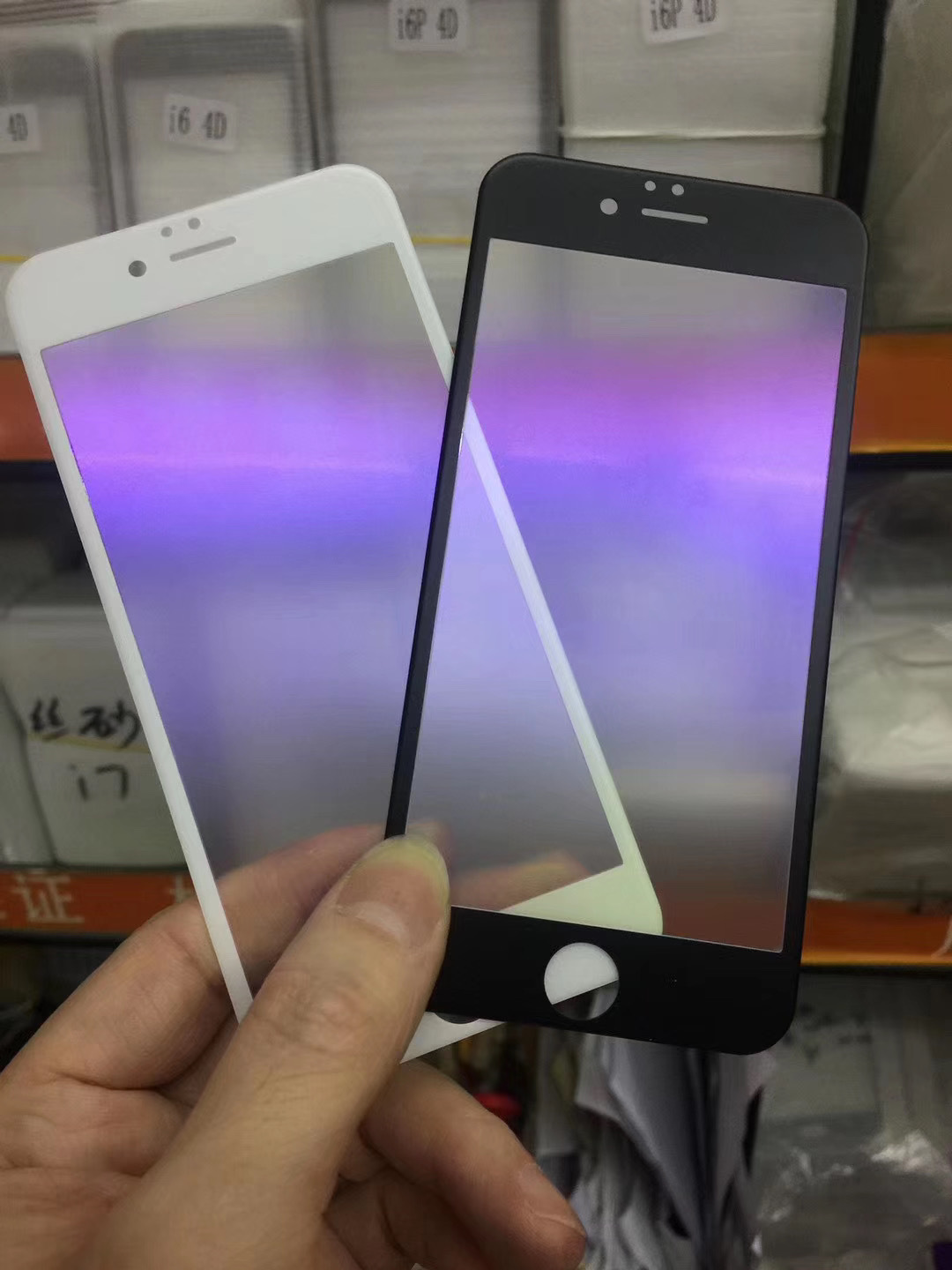 适用于苹果8p磨砂钢化膜苹果6splus3d全屏软边保护膜苹果防窥紫光