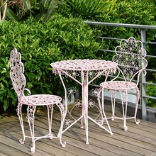 铁艺阳台桌椅组合三件套 简约一桌两椅咖啡桌室外花园户外桌椅