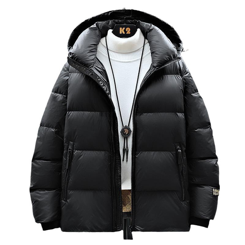 Down Jacket Men's Thickened Trendy Men's Coat Winter New Hooded 90 White Duck down Boys Short Top Wholesale