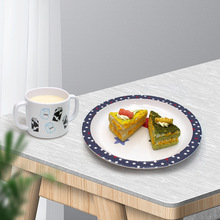 定制卡通儿童餐盘 创意防滑小蛋糕平盘 加印logo美耐皿盘子套装