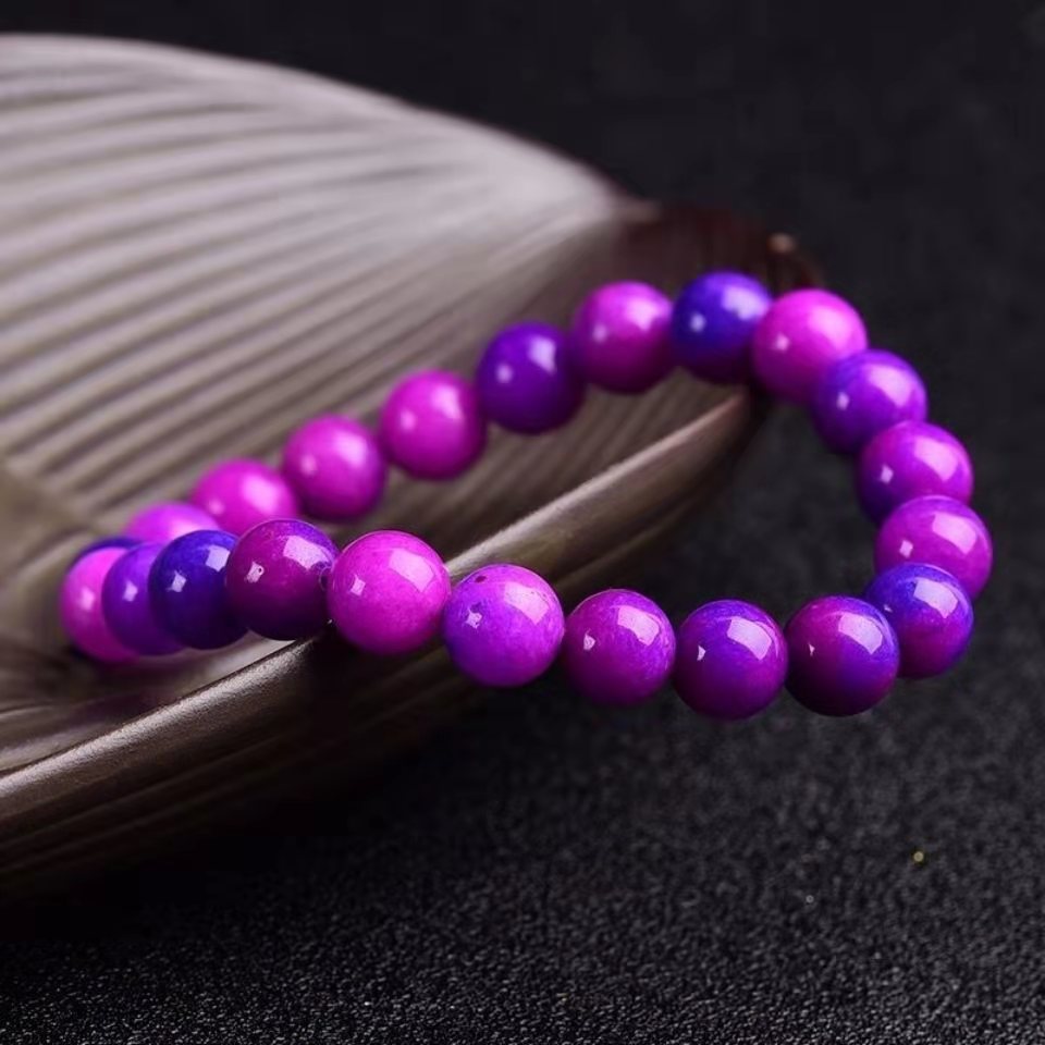 舒俱来手链紫色玉石手串108颗佛珠三圈手链直播货源地摊会销礼品