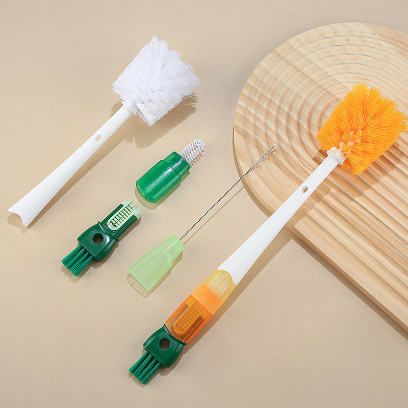 Multifunctional Five-in-One Cup Brush Long Handle Carrot Cup Brush Baby Bottle Brush Cup Lid Groove Cleaning Brush Straw Brush