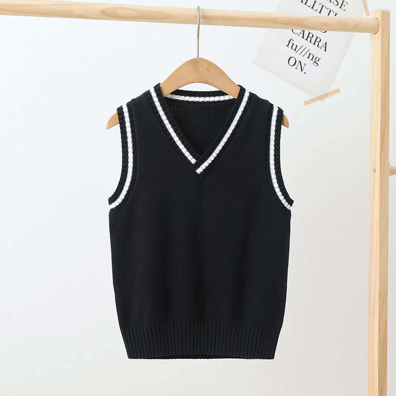 Children's Knitted Vest Kindergarten Autumn and Winter School Uniform Boys' and Girls' Vest British College Style Sweater