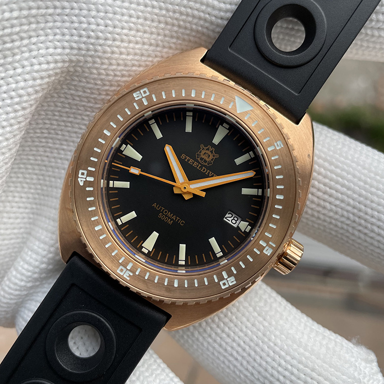 夏季复古德国cusn8锡青铜nh35自动机械机芯500米防水潜水夜光手表