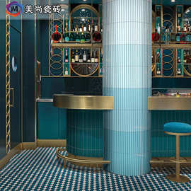 网红圆柱瓷砖美弧砖奶茶棍子长条圆弧管子砖酒店背景墙半圆手工砖