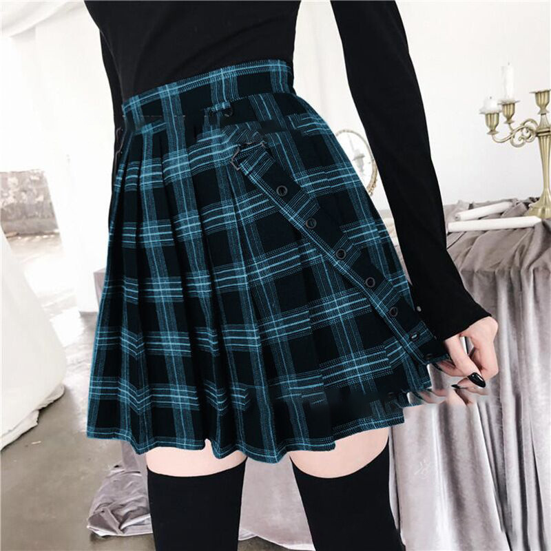 Amazon Hot Plaid Printed Four-Sided Stretch Skirt Teenage Leisure out Slimming A- line Skirt Swing One Piece Dropshipping