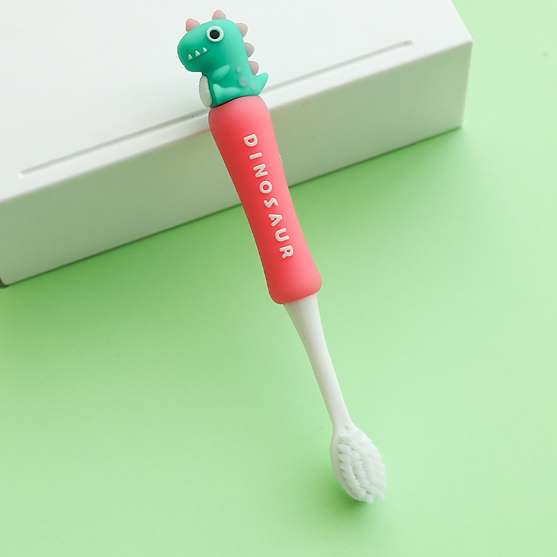 Cartoon Super Soft Non-Hurt Gum Children's Toothbrush Silicone Toothbrush for Children Dinosaur Toothbrush 6-12 Years Old