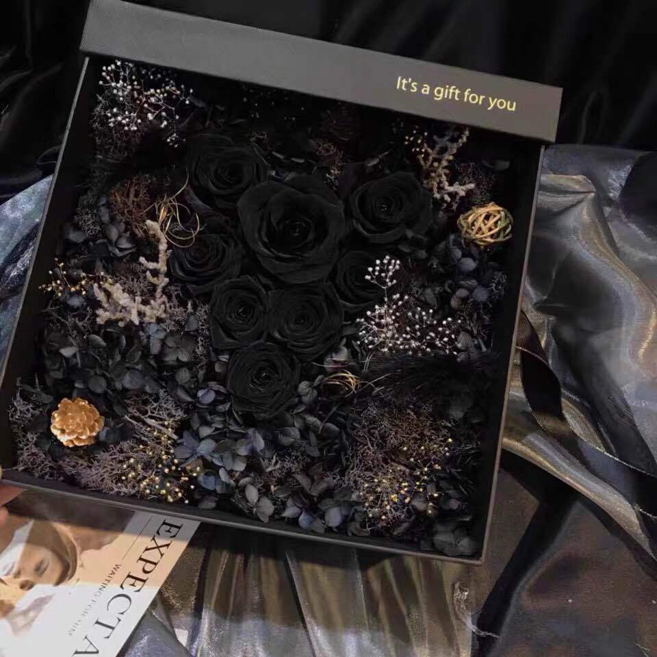 顺丰包邮秘密花园花黑玫瑰花礼盒七夕情人节礼物表白