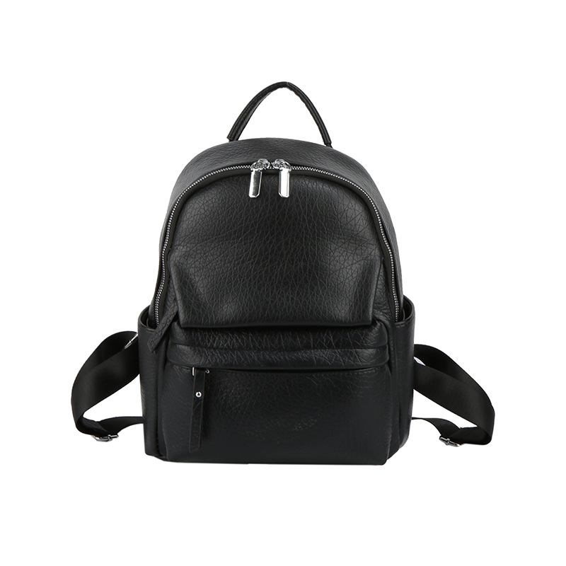 High-Grade Pu Backpack Fashion Simple Soft Leather Solid Color Backpack