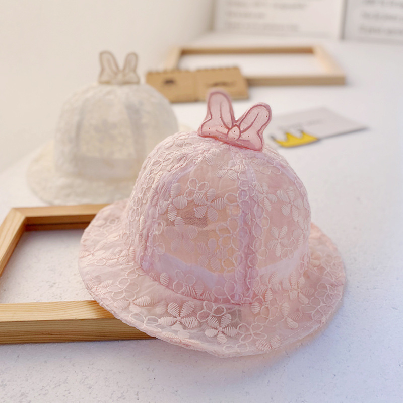 婴儿帽子夏季薄款网纱遮阳帽女宝宝公主可爱夏天太阳帽女童渔夫帽