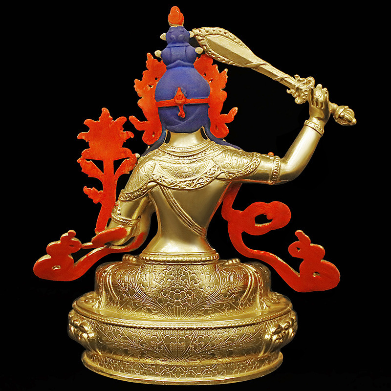 文殊菩萨铜鎏金佛像居家室内桌面摆件手工藏传密宗佛像摆件-阿里巴巴