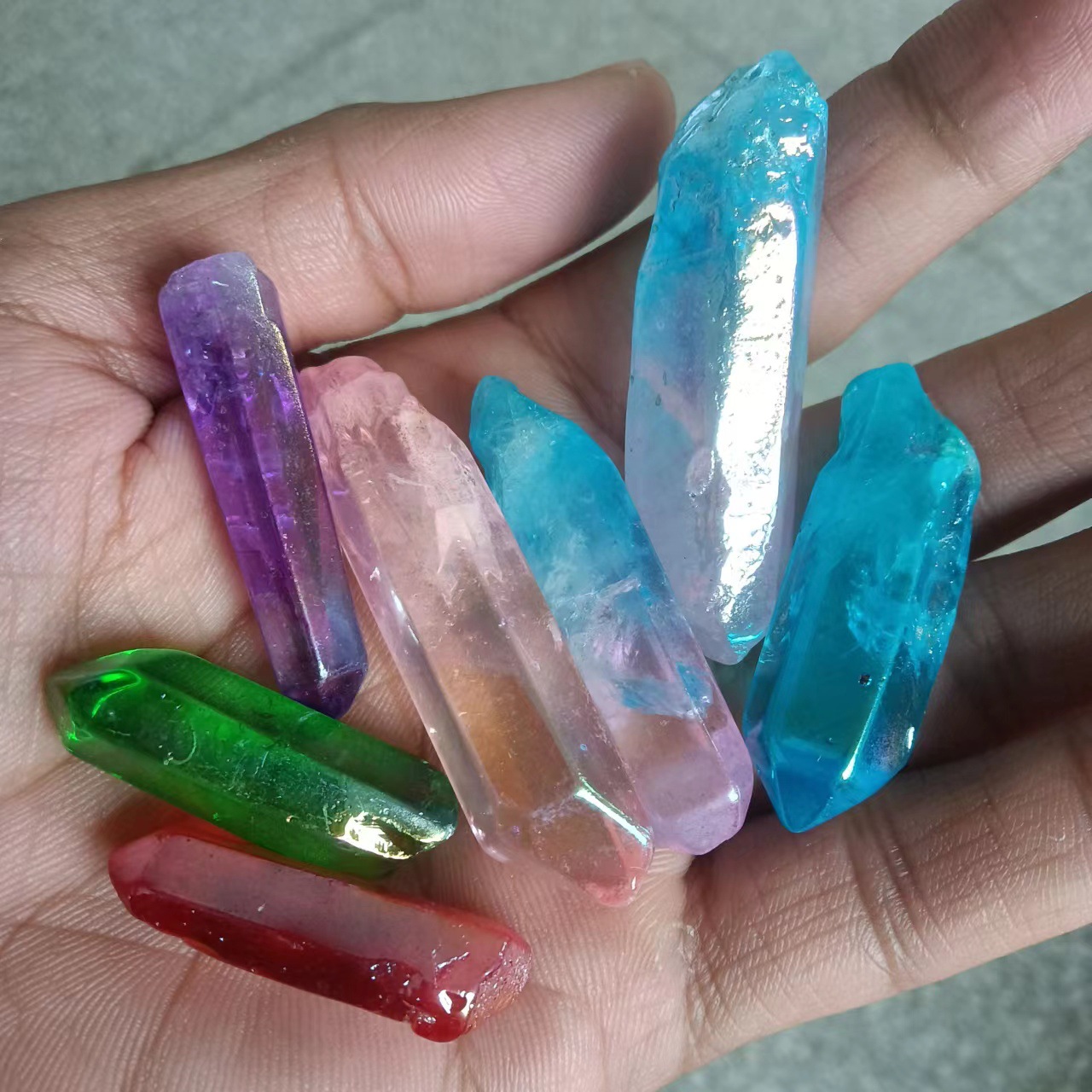 供应 天然白水晶柱单晶体 电镀水晶工艺品摆件 装饰批发