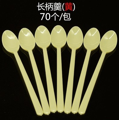 10包批发 一次性勺子塑料长勺 冰淇淋勺柄羹沙冰勺大号刨冰勺80支