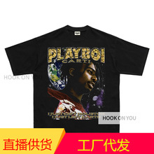 Playboi Carti亚特兰大Vintage复古HIPHOP嘻哈T恤短袖宽松印花Tee