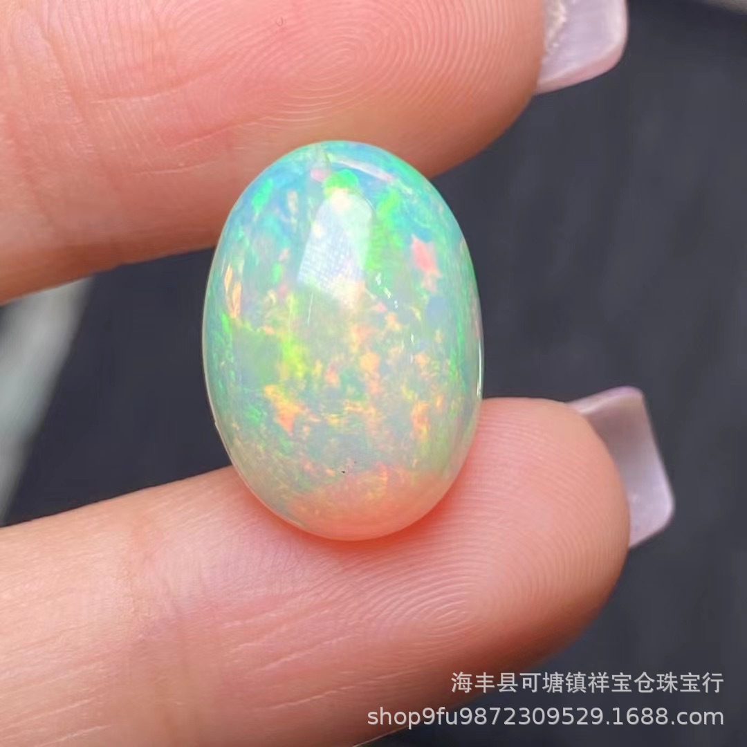 天然澳宝欧珀蛋形大颗粒裸石 火彩金光椭圆形 戒面镶嵌吊坠配饰批