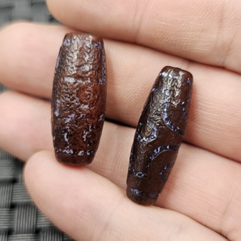 仿古玛瑙九眼天珠玉石散珠藏式包浆三眼天珠路路通饰品配件珠子批