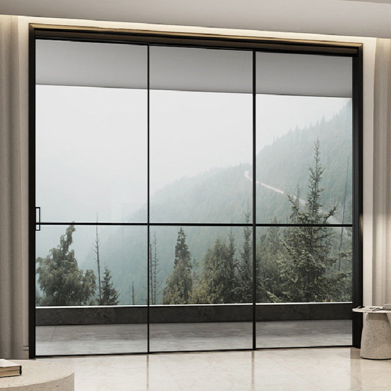 卡梵窄边框四联动玻璃推拉门厨房玻璃移门阳台推拉门客厅隔断吊轨
