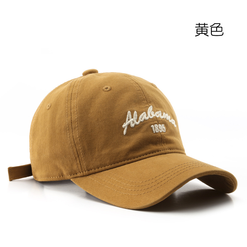 Korean Style Japanese Style Retro Women's Washed Cotton Letters Embroidered Peaked Cap Outdoor Men's Travel Sun Protection Sunshade Baseball Cap