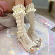 公主裙女童袜子花边袜蕾丝萝莉儿童袜子白色小腿袜中筒网袜时尚