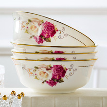 镇金边餐具套装的碗6寸面碗面条碗汤面碗家用日式骨瓷陶瓷碗