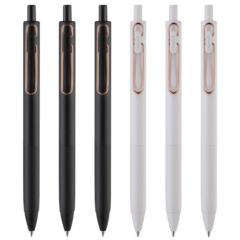 日本uni三菱小浓芯限定玫瑰金夹中性笔uniball one考试黑笔-阿里巴巴