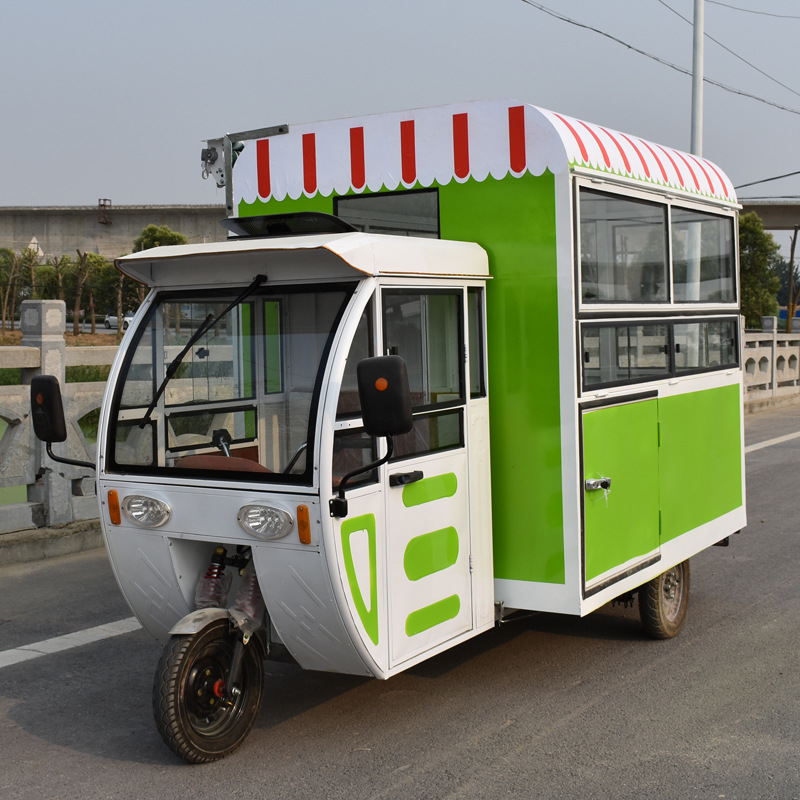 小吃车三轮车多功能摆摊电动早餐车小型商用可移动烧烤餐饮美食车