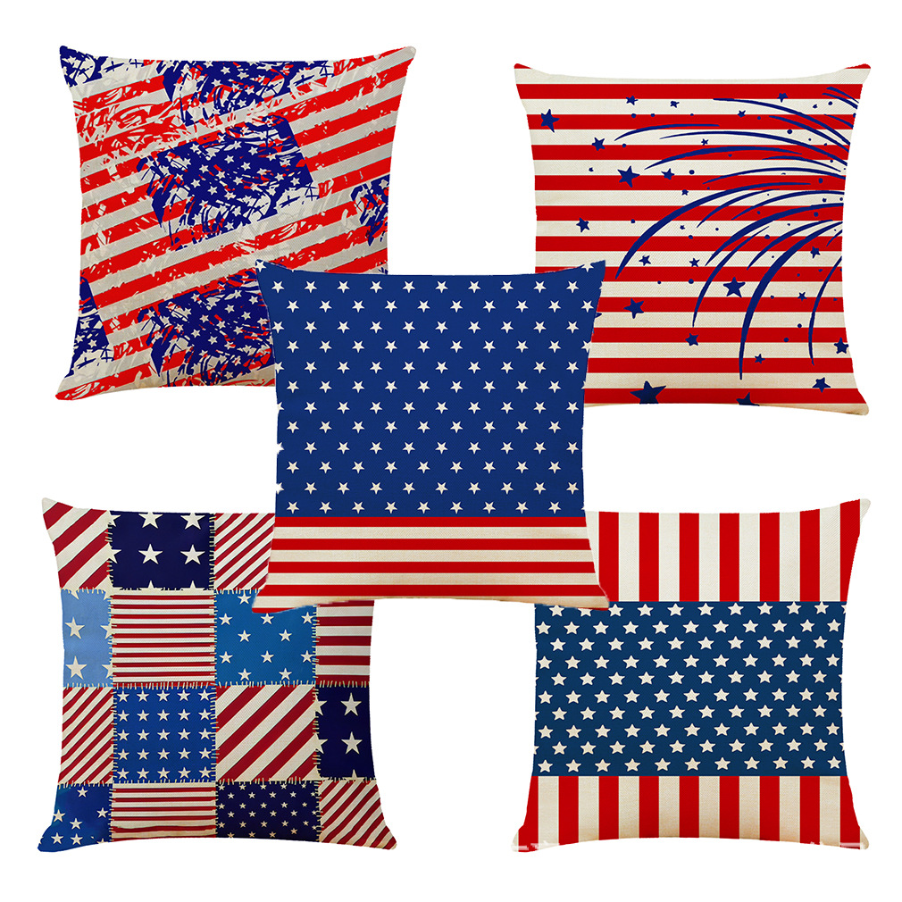 亚马逊 ebay 跨境热销美国国旗棉麻抱枕套汽车靠垫午睡抱枕靠垫