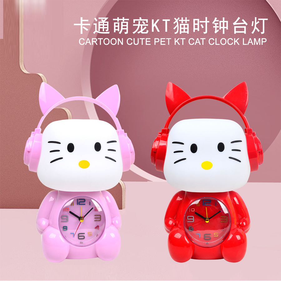 new night light alarm clock multi-functional cute children get up cartoon baby bedroom table lamp clock for students