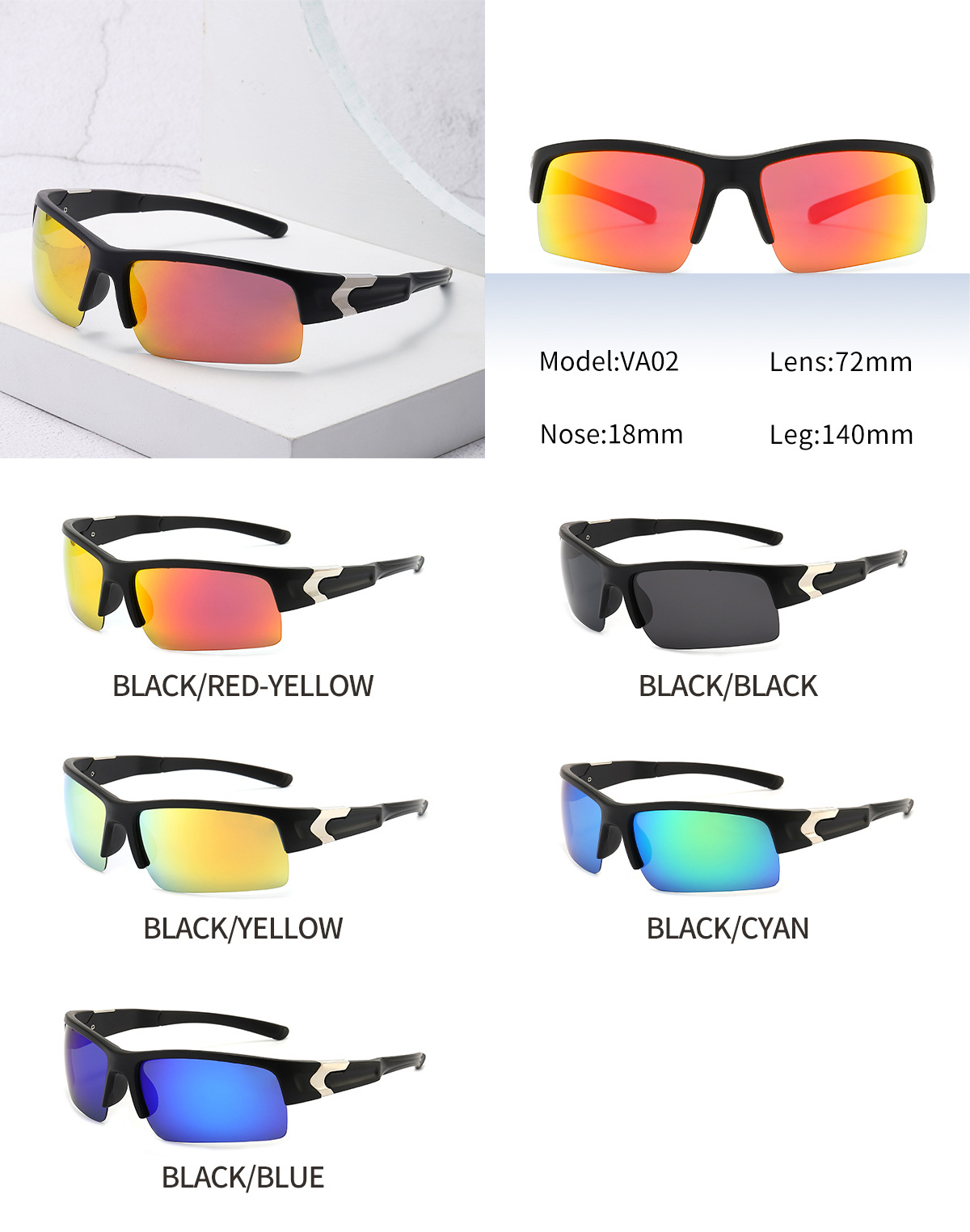 Spot Sports Male Sunglasses Outdoor Glasses for Riding Colorful Polarized Sunglasses Women Eye Protection Goggles Wholesale