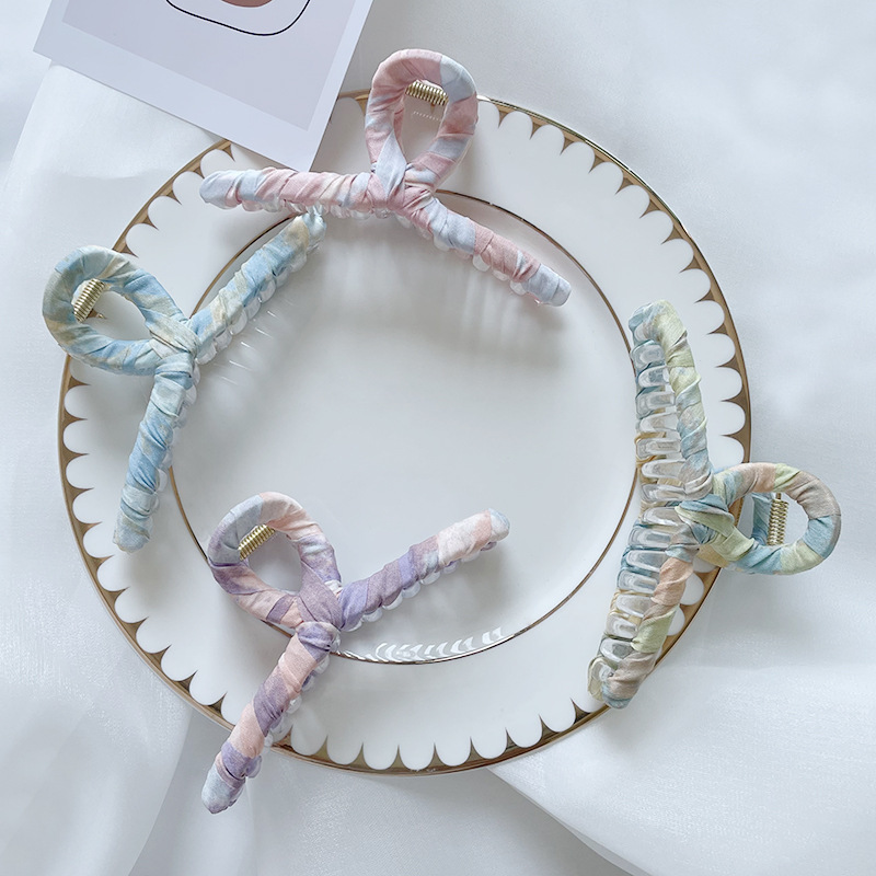 韩版网红渐变色抓夹女清新甜美少女后脑勺盘发彩色鲨鱼夹发饰批发