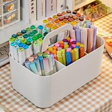 马克笔收纳盒手提大容量儿童学生书桌水彩铅笔文具画笔多功能笔筒