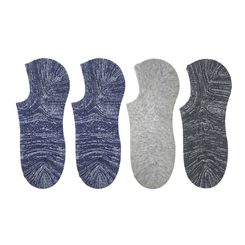 四双包夏季薄款隐形男生袜子男吸汗透气脚底加橡筋男士船袜运动袜